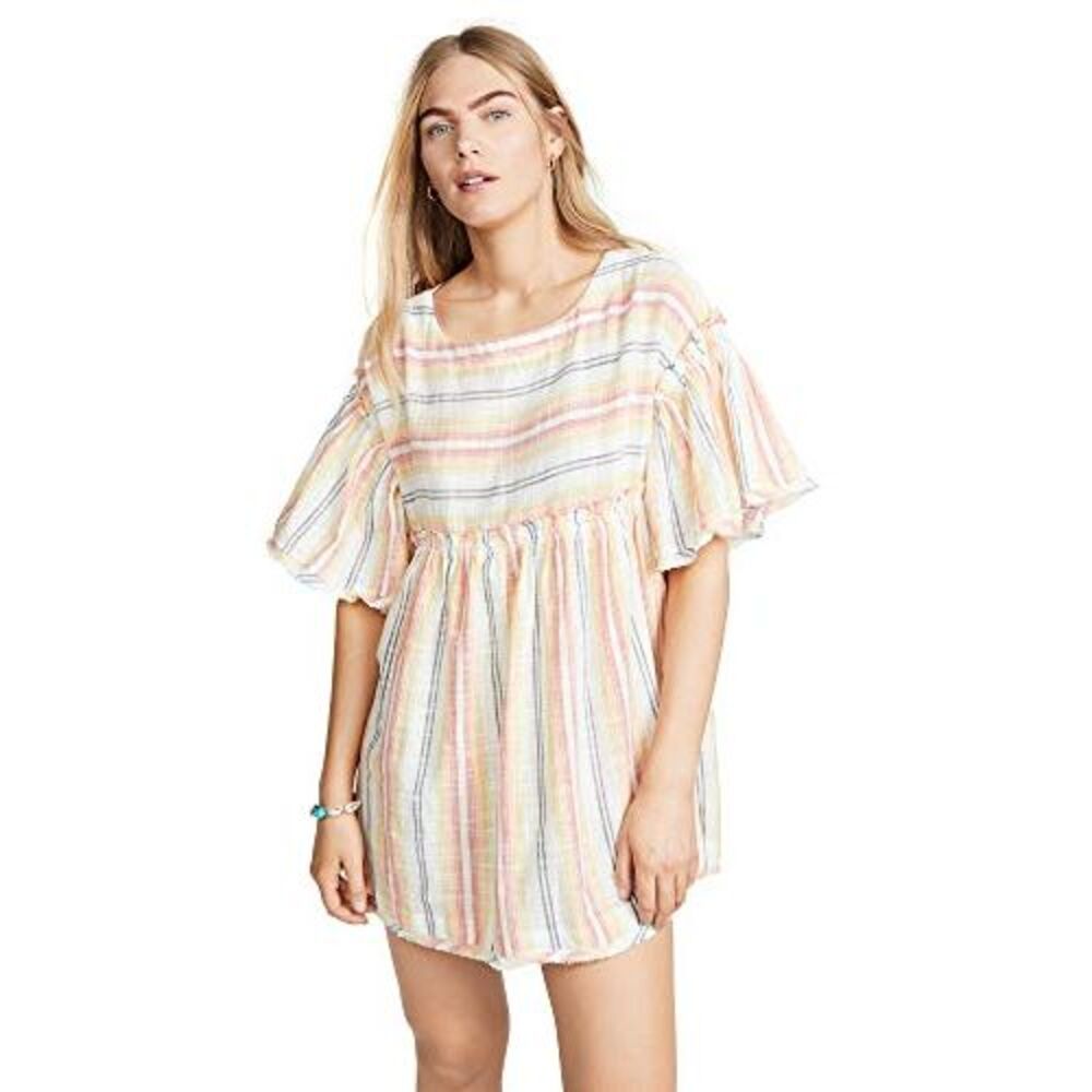 Free People Women's Summer Nights Dress, Sunray Combo, Yellow, Stripe, X-Small